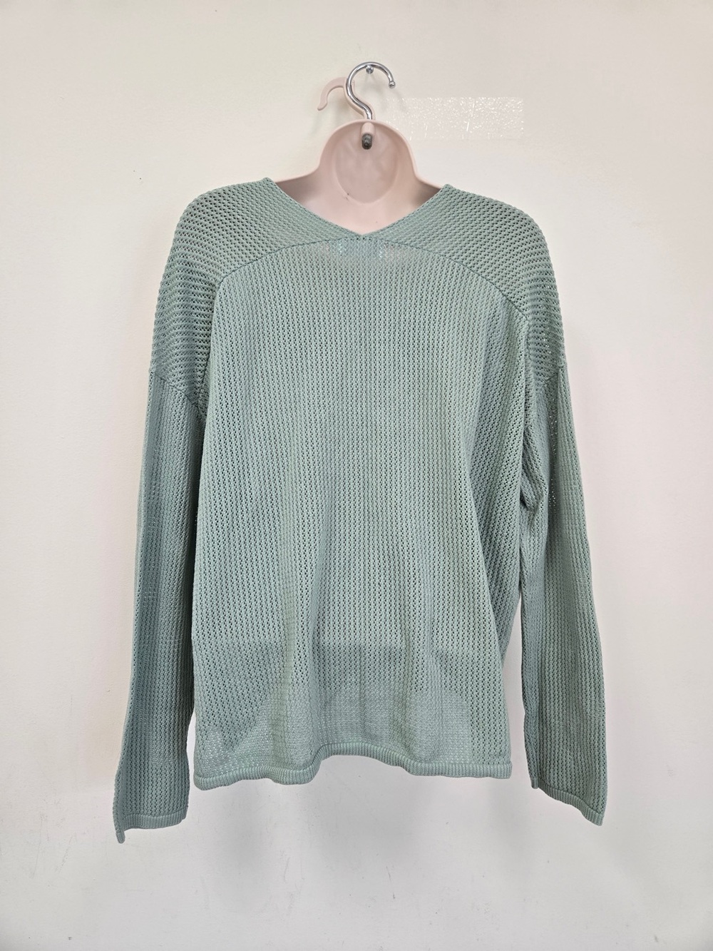 CARVE DESIGNS Organic Cotton Zella Mesh Pullover Sweater Green Women’s Medium - Picture 7 of 10